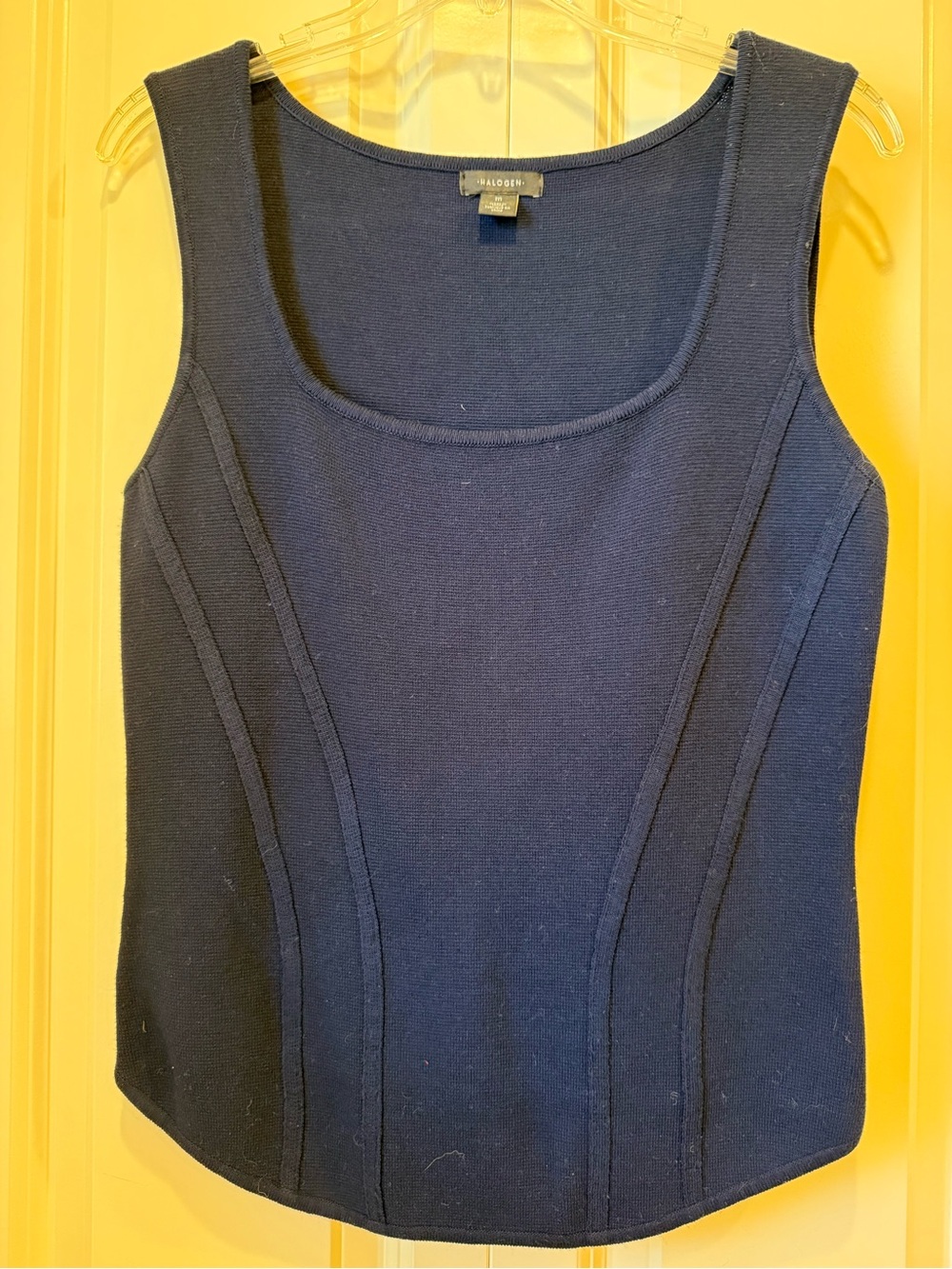 Halogen Navy Rib-Panel Scoop Neck Tank